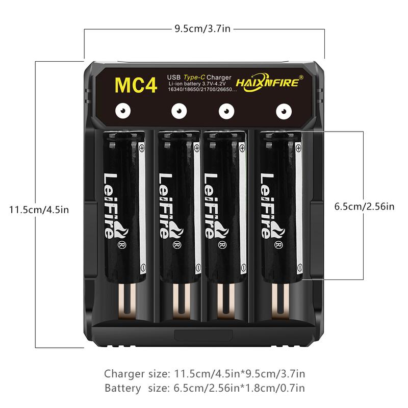 4PCS 18650 Lithium Battery Original 3000mAh Battery +1PCS Four Card Slot Lithium Battery Charger 3.7V Reconfigurable Batteries For Home Use