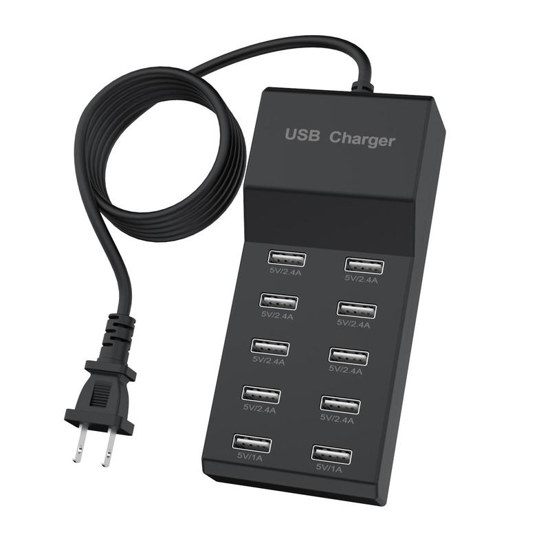 10 Ports USB Charger, 50W USB Charging Station, Portable USB Charger Station for Multiple Devices