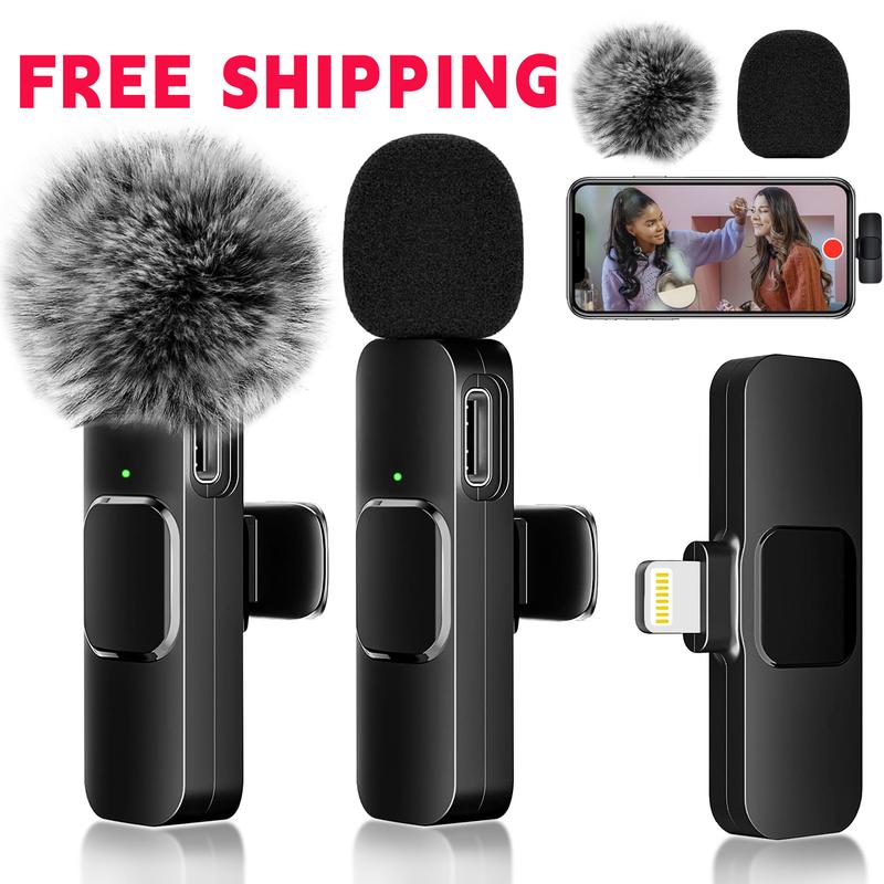 Professional Wireless Lavalier Lapel Microphone for iPhone, iPad - Cordless Omnidirectional Condenser Recording Mic for Interview Video Podcast Vlog YouTube