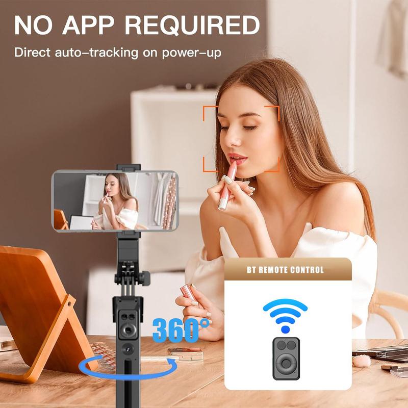 Auto Face Tracking Tripod, 1 Count USB Rechargeable 360° Rotation Auto Tracking Phone Holder with Remote, Smart Shooting Phone Stand for Video Vlog Live Stream