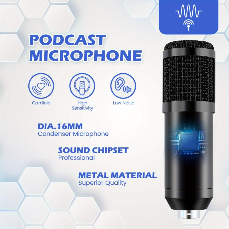 All-In-One Podcast Equipment Bundle with BM800 Condenser Microphone, Audio Interface Live Sound Card, and Earphone for Recording, Broadcasting, Live Streaming