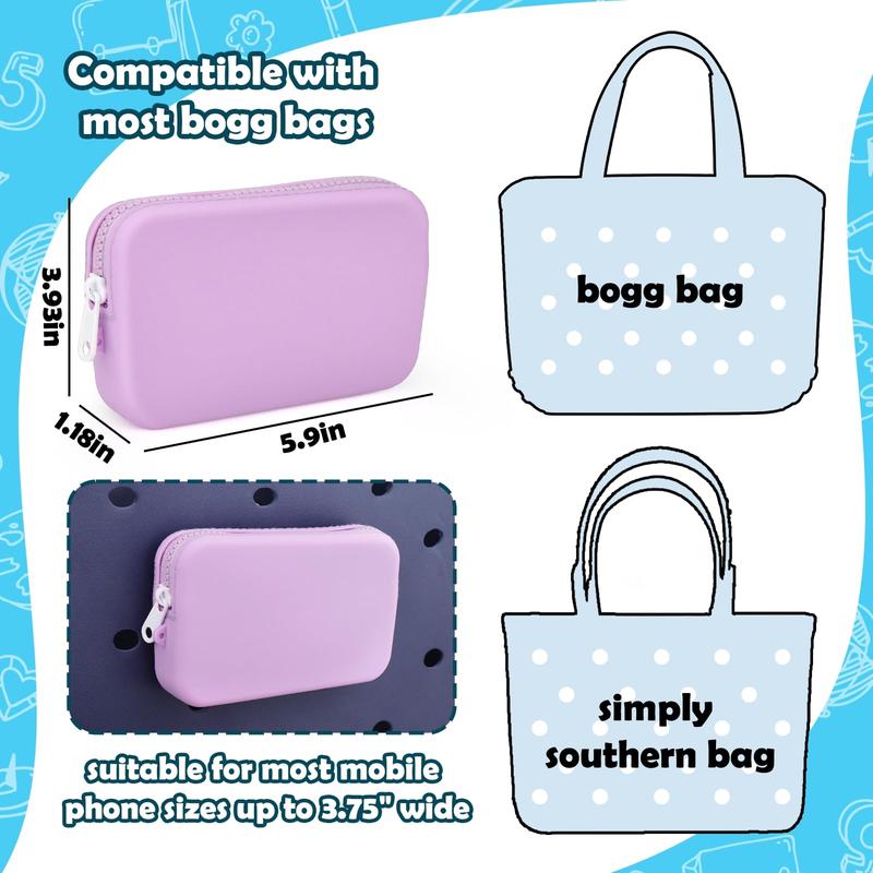 Silicone Phone Holder for Bogg Bag, Soft Silicone Insert Wallet Charm for Bogg Bags Accessories, Attachment for Bogg Beach Bags Tote Bag Compatible with iPhone and Android Phones Purple