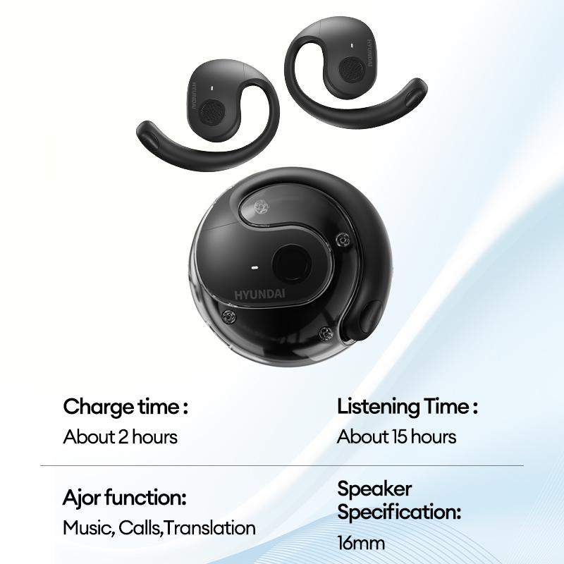 AI Hyundai HY T26 Pro Open Free Wireless Bluetooth Headphone For Listening To Music & Calling, Support 75 Languages Face-to-Face& Simultaneous ,Video Voice Real Time Translation Headphone & Meeting Summary Function Earphones