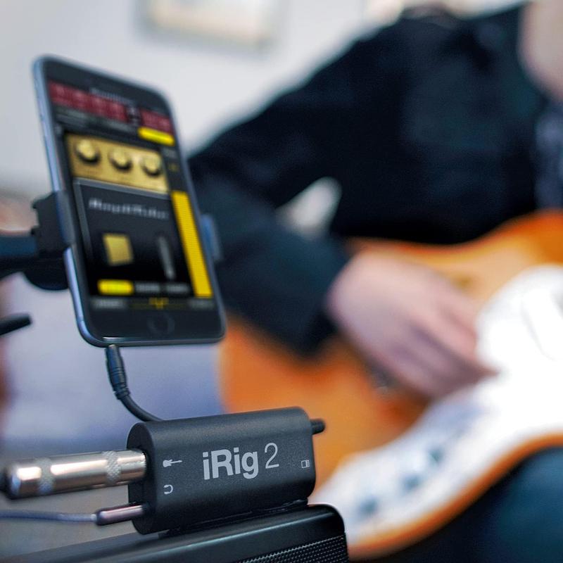 iRig 2 portable guitar audio interface, lightweight audio adapter for  and iPad with instrument input and headphone amplfiier outs