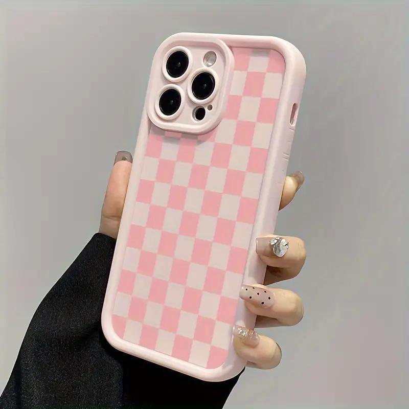 Checkerboard Pattern Phone Case, Cute Phone Protective Cover, Phone Accessory Compatible with iPhone 11 12 13 14 15 16 Pro Max