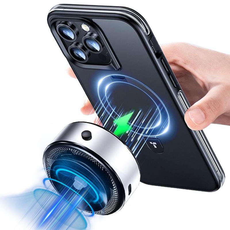 15W Electrical Vacuum Magnetic Car Charger Holder, 360 Degree Rotating Suction Phone Mount, 2-in-1 Magnetic Cell Phone Holder Compatible with iPhone & Android