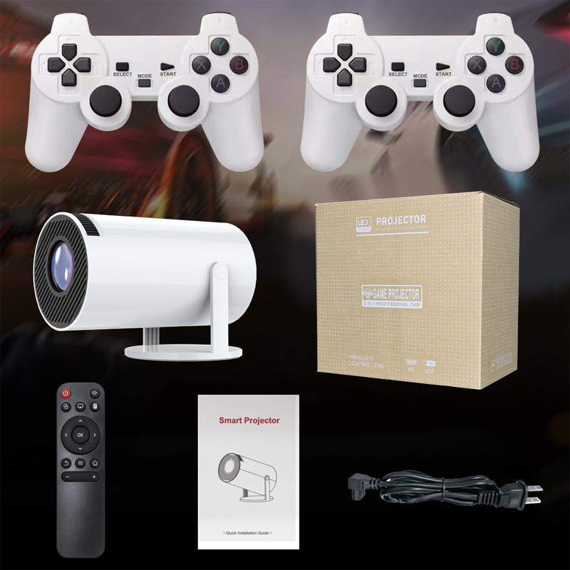 Christmas party Multi-function Bluetooth Projector WIFI Projector With Screen&Two Game Consoles 4K Full HD Portable Projector 270° Compatible with iPhone PC Laptop