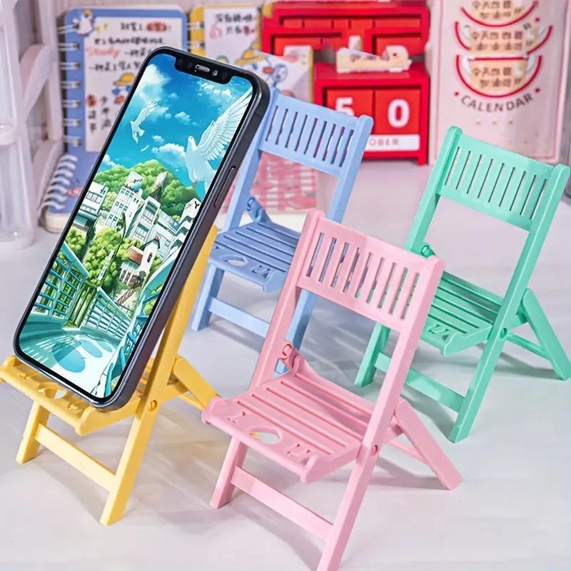 Desktop Mini Chair Shaped Phone Holder, Desk Chair Design Creative Solid Color Chair Phone Stand, Portable Foldable Phone Rack