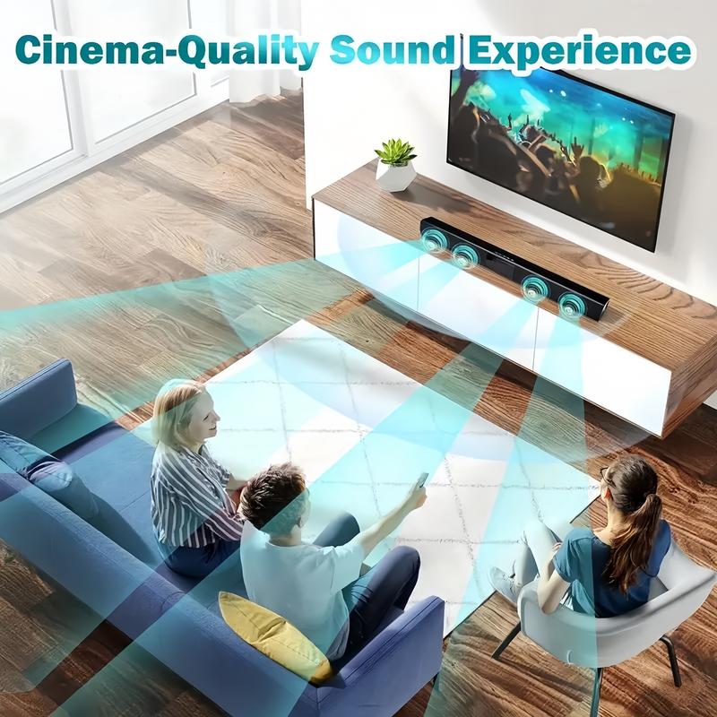 Bluetooth Speaker with HD Sound, Bestisan Soundbar Bluetooth 5.0 Wireless and Wired Home Theater Speaker (DSP, HDMI-ARC, Bass Adjustable, Optical Cable Included) surround sound