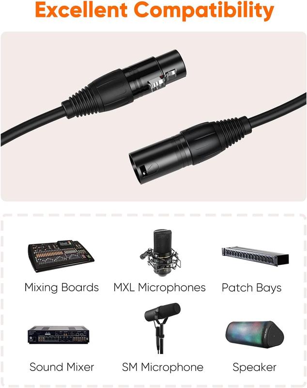 XLR Male to Female Microphone Cable Balanced Microphone Cable 3 Pin XLR Male to Female Balanced Microphone Cord