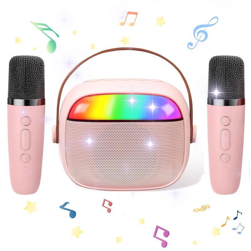 Christmas Gifts，Fall Portable Wireless Karaoke Speaker with Microphone, HIFI Stereo Sound Subwoofers, KTV Speaker Subwoofer with RGB Colorful LED Lights, Karaoke Machine Sound System for Outdoor Sports Travel, Audio Device, Room Accessories, Smartphone