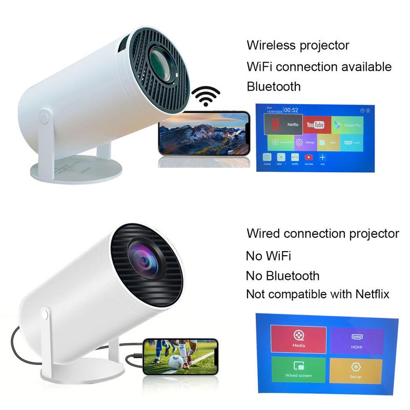 TV 1080P projector, Mini portable mobile bedroom home theater, home HD smart projector, compatible with WiFi  Bluetooth  USB HDMI, Christmas gift