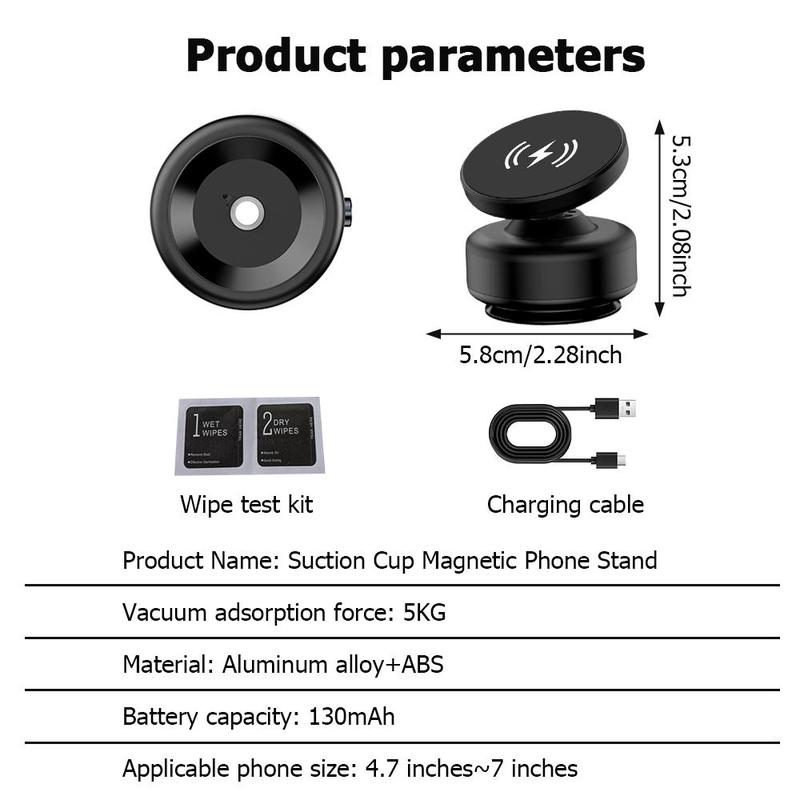 2-in-1 Car Phone Holder & Charger, Car Phone Holder with Vacuum Suction Cup, Car Phone Support, Car Electrical Appliances