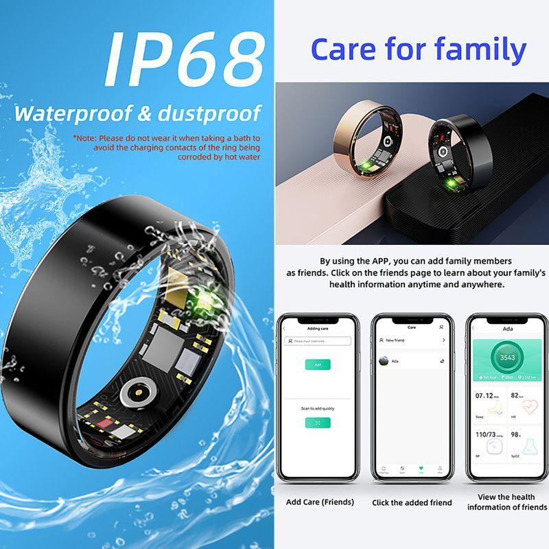 PIIY Multifunctional Smart Ring Gen2.0,Waterproof Swimmable, Women Men's Health Ring,Sleep-Fitness-Heart Rate Tracker, Multiple SportModes, Pedometer