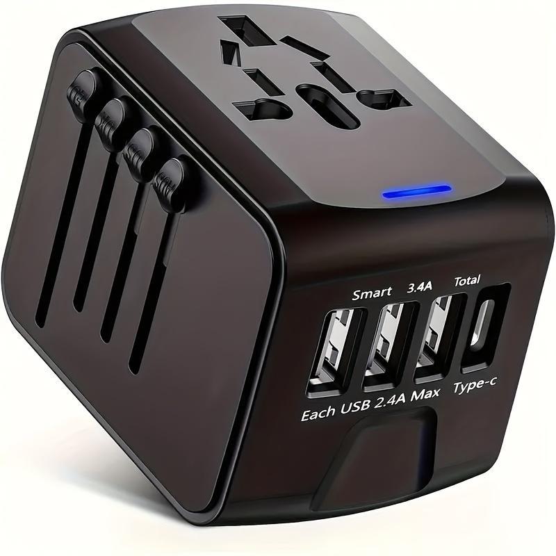 Universal Travel Plug Adapter, Worldwide Travel Wall Charger with 2 USB Ports, Multifunctional Phone Charging Converter for Home, Office & Travel