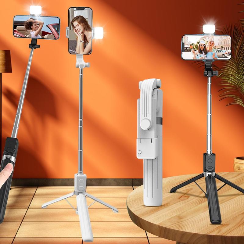 Portable Handheld Selfie Stick with Fill Light, 360 Degree Rotatable Anti-shake Selfie Stand, Phone Selfie Accessories for Live Streaming, Vlogging