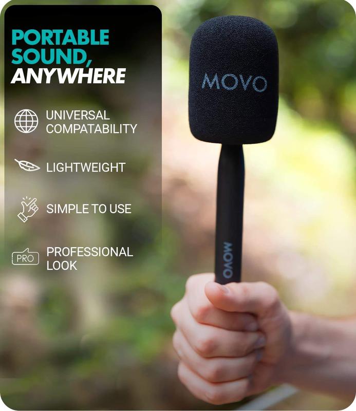 Movo | WMX-HM | Handheld Interview Mic Handle Adapter for Wireless Microphones Audio Recording Smartphone Protection