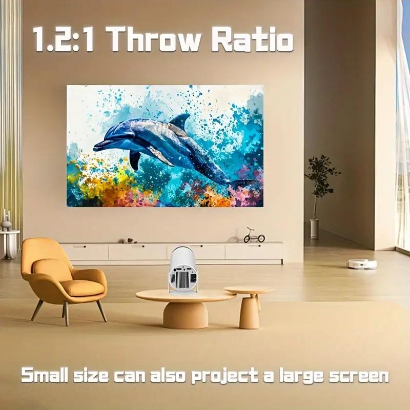 HD Portable 4K 1080P Remote Control Home Theater Projector 200ANSI 180° Adjustable Projection Angle American Plug Audio Hdmi