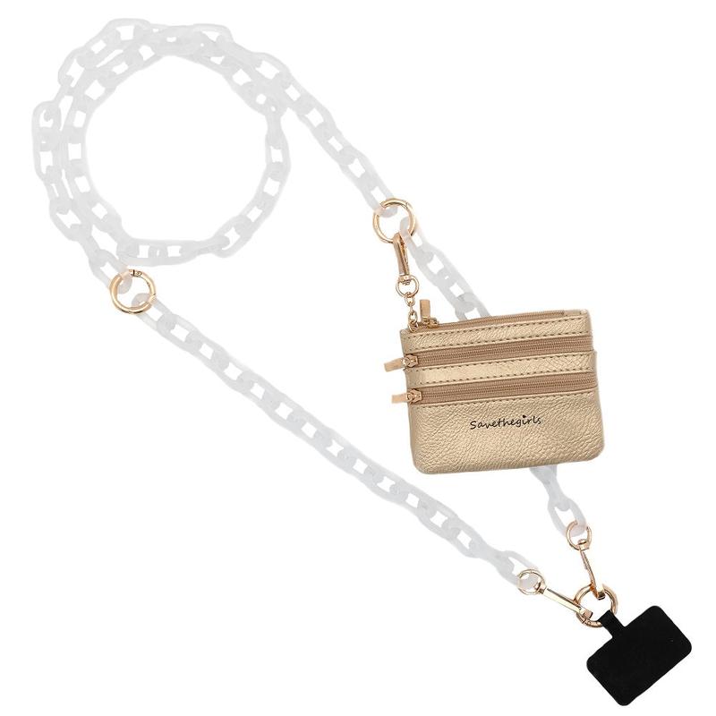 Clip & Go Ice Chain with Pouch - Adjustable Crossbody Strap for Your Phone with Removable 3 Zippered Pouch Accessories Card