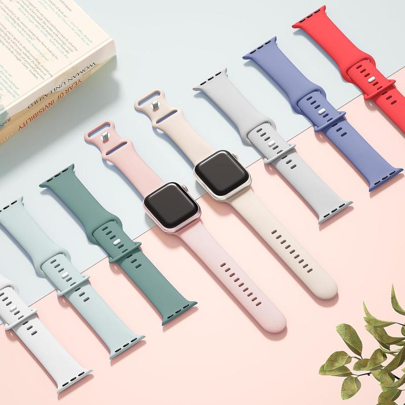 Sport Silicone Band Compatible with Apple Watch Bands 40mm 38mm 41mm 44mm 45mm 42mm 49mm Women Men,Soft Wristband Waterproof Replacement Sport Strap for iWatch Bands Series 9 8 7 6 5 4 3 2 1 SE Ultra Accessories Smart Watch  Accessories Smart Watch