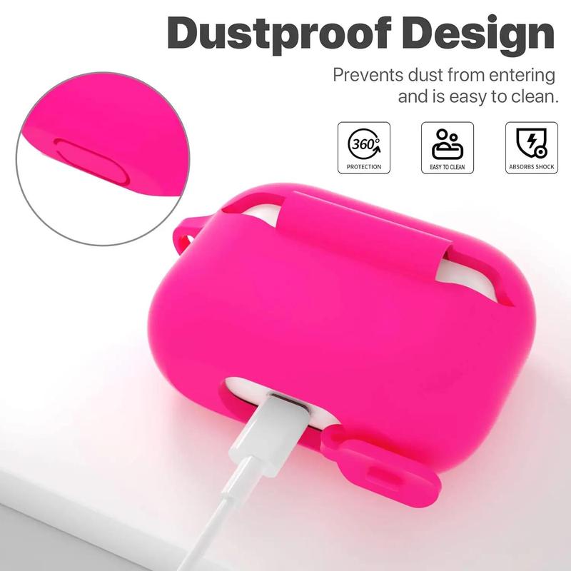 Earphone Case with Keychain (Not Included Earphones), 1 Count Silicone Total Protective Earphones Cases Compatible with AirPods Pro for Women Men Girl