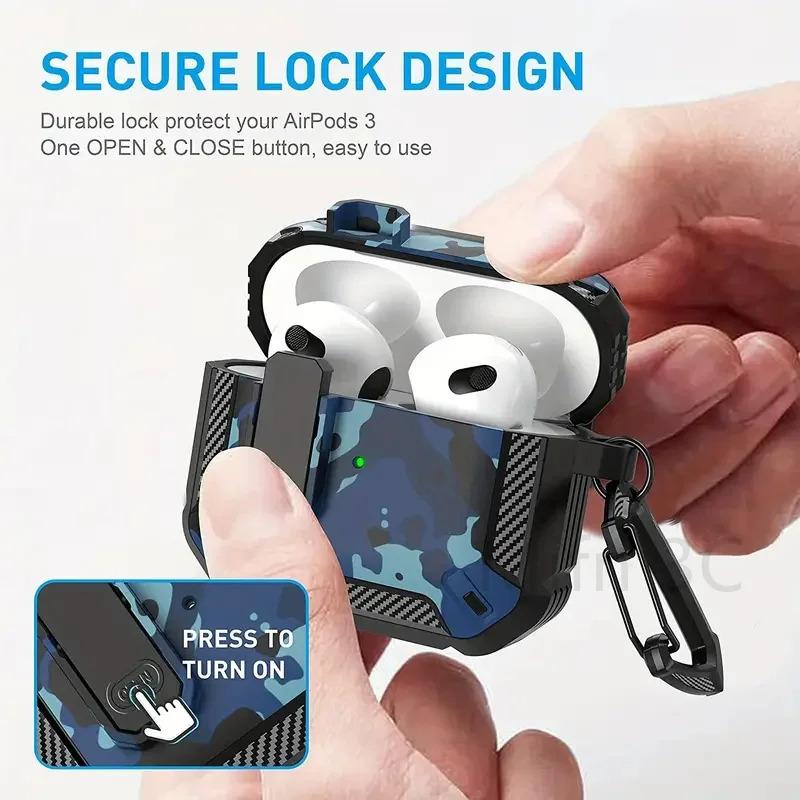 For 2024 new Airpods 4th generation case security Lock Case camouflage Case for Man airpods charging case for Airpods pro 1 2 3