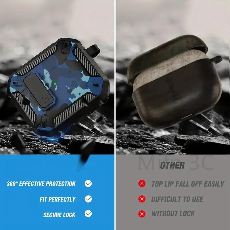 For 2024 new Airpods 4th generation case security Lock Case camouflage Case for Man airpods charging case for Airpods pro 1 2 3