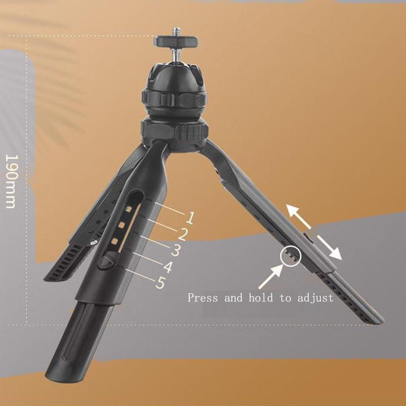 Portable Folding Selfie Tripod, Foldable Phone Tripod Stand, Adjustable Tripod for Mobile Phone Digital Camera, Outdoor Accessories [black-20.5cm jet Black 25cm]