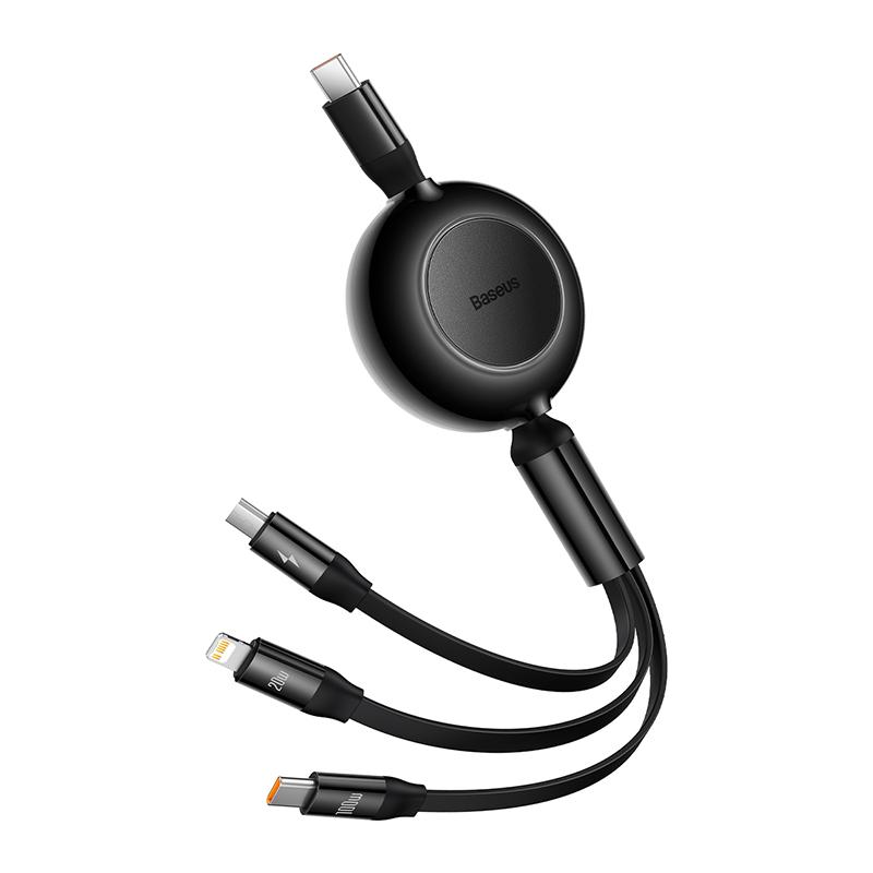 Baseus Bright Mirror 2 Series Retractable 3-in-1 Fast Charging Cable Type-C to M+L+C 100W