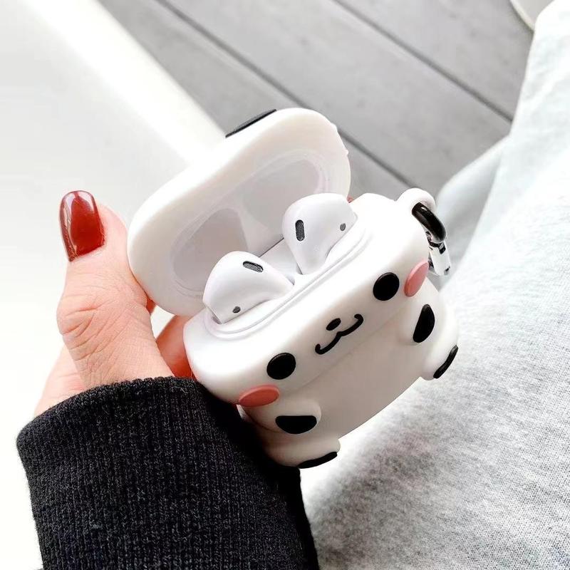 Cow Design Headphone Case, Earphone Case with Keychain, Key Chain Earbuds Case for Iphone Airpods 1 2 3 pro, Cute Accessories