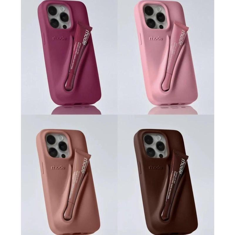 Autumn Limited Edition Rhode Lip Holder Soft Silicone Lipstick Phone Case for IPhone15 14 13Pro Max Plus Stand Cover