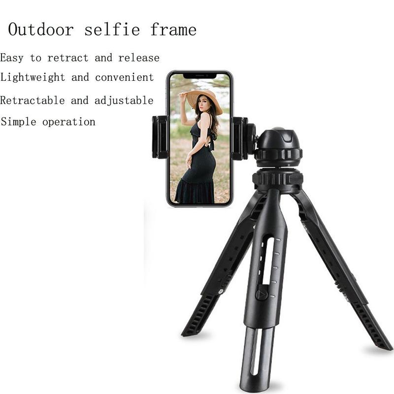 Portable Folding Selfie Tripod, Foldable Phone Tripod Stand, Adjustable Tripod for Mobile Phone Digital Camera, Outdoor Accessories [black-20.5cm jet Black 25cm]