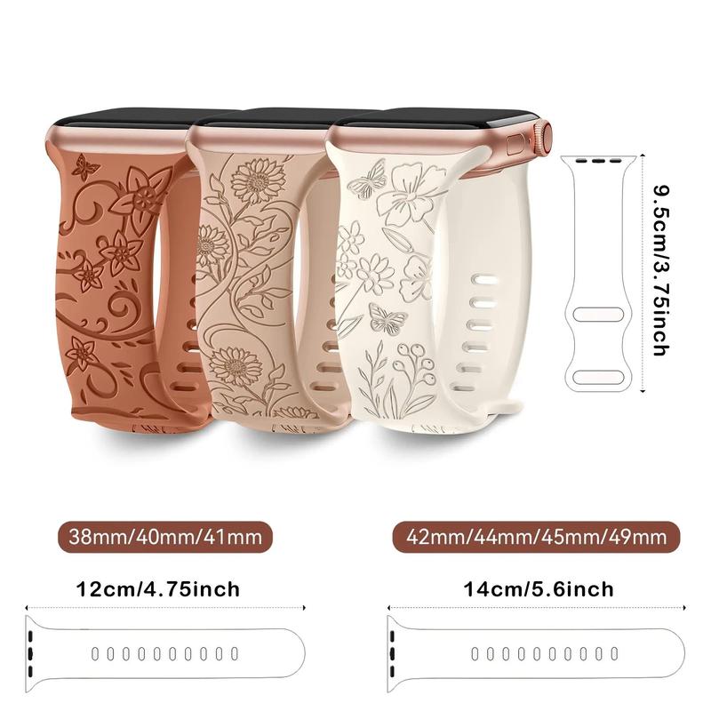 Floral Pattern Watch Band, Silicone Cute Wildflowers Sport Watch Band, Watch Band Compatible with Apple Watch