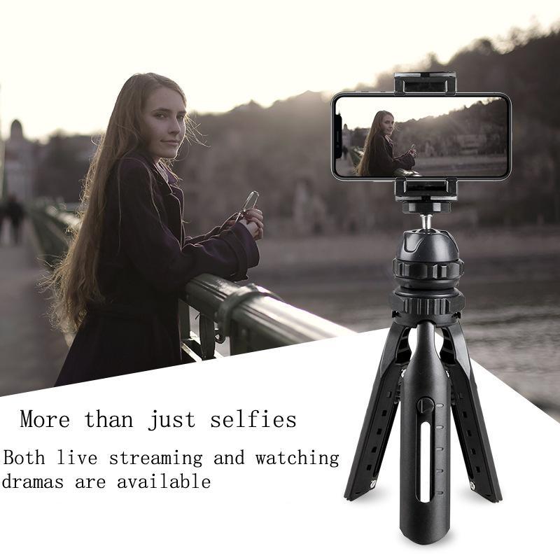 Portable Folding Selfie Tripod, Foldable Phone Tripod Stand, Adjustable Tripod for Mobile Phone Digital Camera, Outdoor Accessories [black-20.5cm jet Black 25cm]