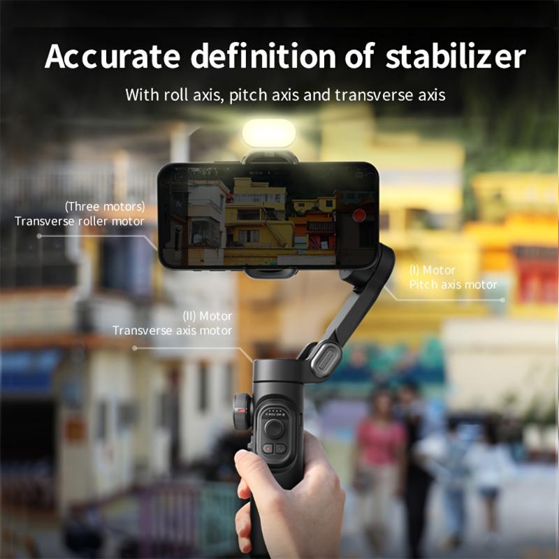 Smart XE With Light Smartphone Gimbaled Stabilizer - Foldable 3-Axis Gimbal With Focus Wheel For IPhone, Samsung And Android - Improve Your Video Shooting Quality