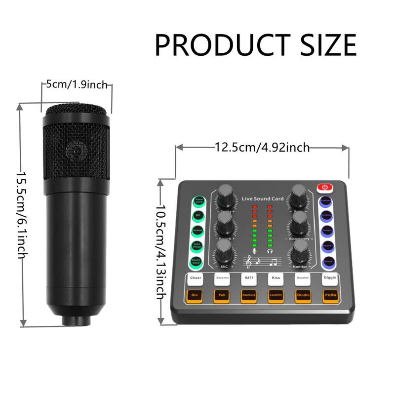 Professional Podcast Equipment Set, USB Rechargeable Live Streaming Sound Card & Microphone & Audio Interface, Live Streaming Equipment Kit for Recording, Live, Streaming