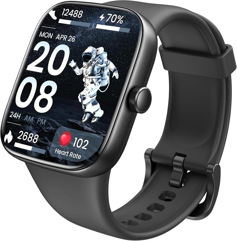 TOZO S7 Smartwatch Bluetooth Call 1.85”AMOLED Ultra HD Screen,Dynamic Dials Messages Push 100+ Sports Modes,Detect Human Health (Heart Rate,Blood Oxygen)with High Battery Life Touch Screen Watch Black