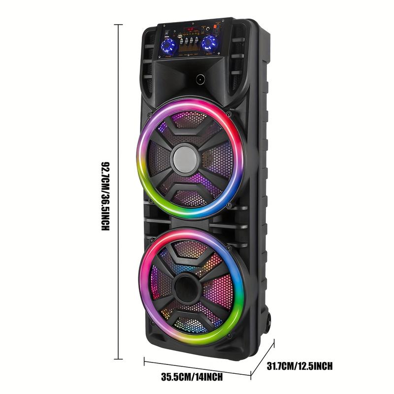 Rechargeable Wireless Dual 12-Inch, Subwoofer Portable Party Speaker with Double-Layer Reactive Party Light, TWS,USB,SD,AUX Input and FM Radio, 2800W, Double 6.5-Inch, Double 8-Inch, double 10 Inches