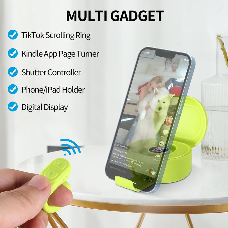 Wireless Remote Control Selfie Ring, Rechargeable Bluetooth-compatible Remote Control Selfie Button, Multifunctional Remote for Phone, Tablet, Camera