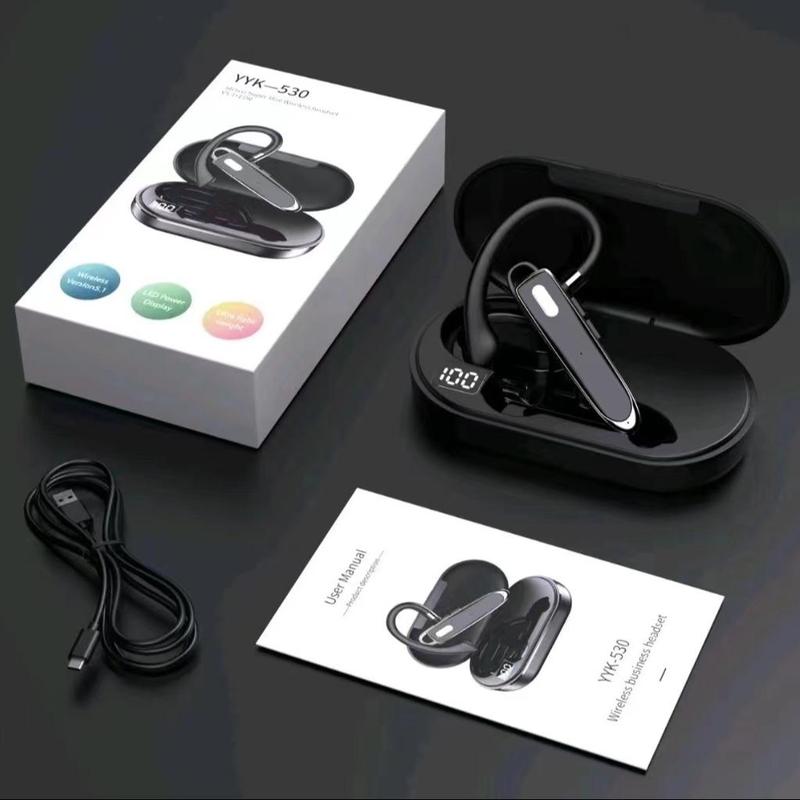 Wireless Headphones, Single Ear Business Earphone, Noise Cancelling Headphone with Microphone, Waterproof Bluetooth-compatible Sports Earbuds for Running Gym Office