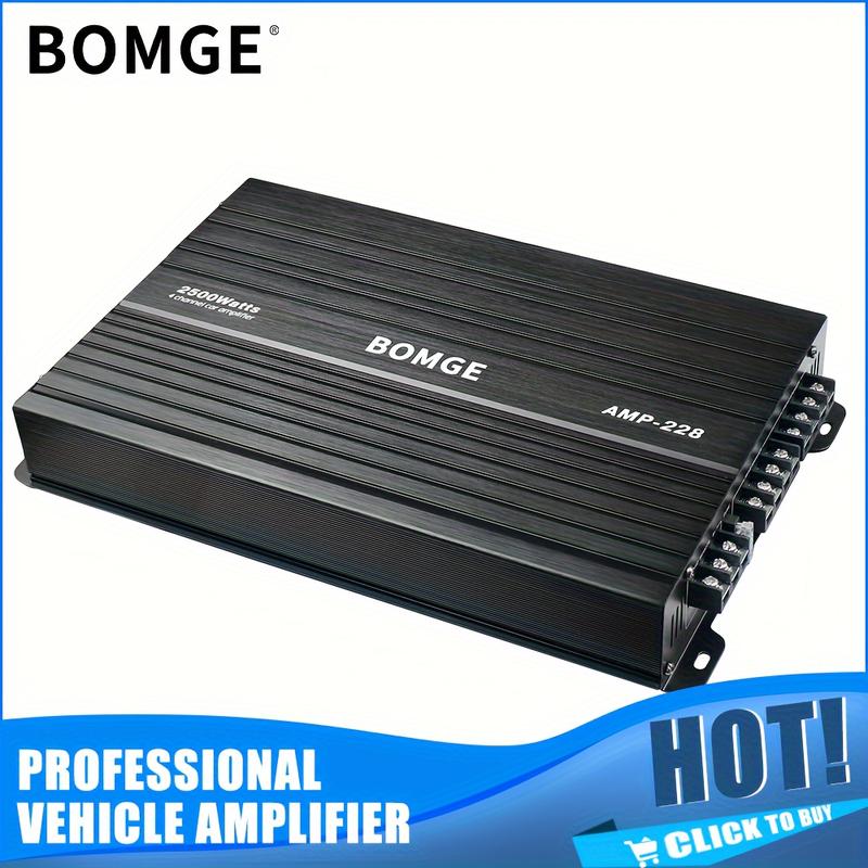 Bomge Professional 4-Channel Amplifier Dubbing 4-Channel Car Amplifier Amp228 Car Amplifier 2500W Max Power for Subwoofer and Speaker