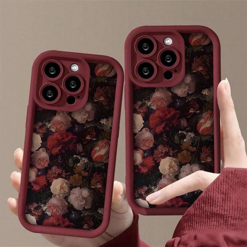 Flower Pattern Smartphone Case, Soft Anti-drop Phone Case, Shockproof Cellphone Protector Cover, Phone Protection Accessories Compatible with iPhone 11 12 13 14 15 Pro Max Devices