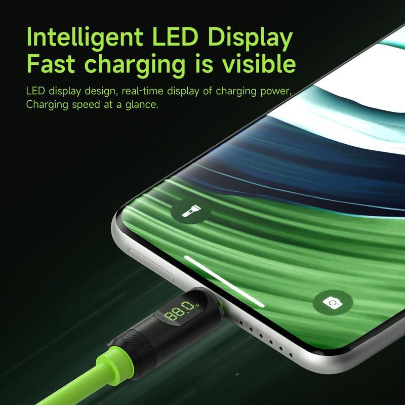 LED Charging Cable, 1 Count 8K@60Hz 40Gbps Display Silicone USB C 240W Data Transfer Thunderbolt 4 3 Video Cord for iPhone 15 iPad MacBook, Portable Charger Cable