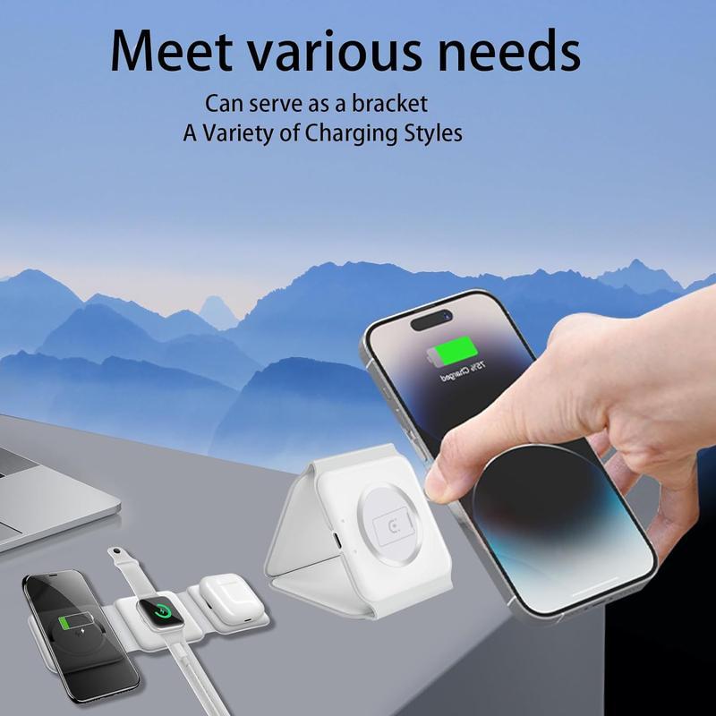 ZIHNIC 2024 NEW Style 3 in 1 Wireless Charger for iPhone,Magnetic Fold able 3 in 1 Charging Station,Travel Charger for Multple Devices fori Phone 15 14 13 12 Series,Air Pods Pro,i Watch Sold by CoColova Us Cable Smartphone Electronic Cellphone Folding