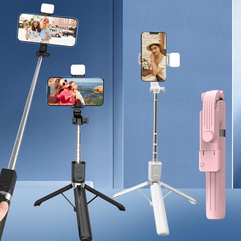 Portable Handheld Selfie Stick with Fill Light, 360 Degree Rotatable Anti-shake Selfie Stand, Phone Selfie Accessories for Live Streaming, Vlogging