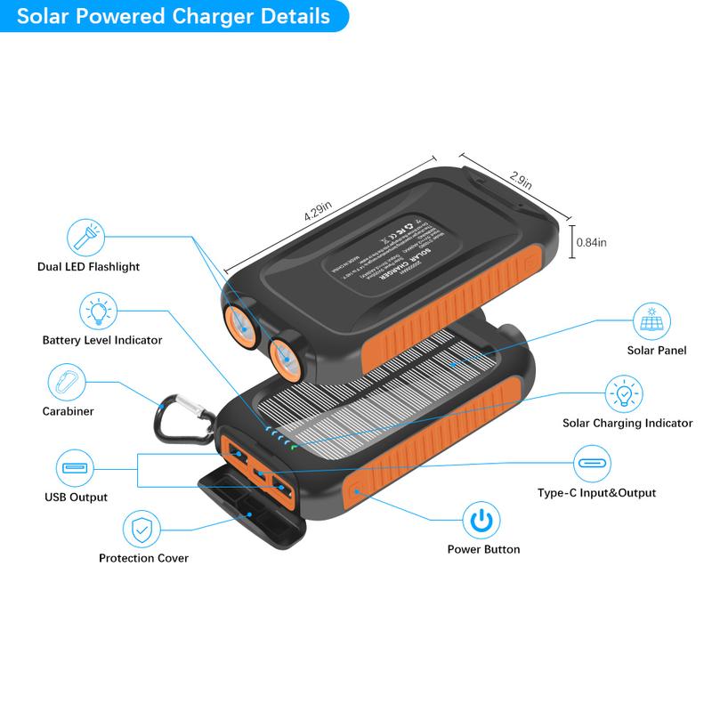 Summer Sale! Tainbat  Solar Charger Power Bank 38800mAh - Harness the Sun's Power for Your Outdoor Adventures! Waterproof, with LED Flashlight, USB C Fast Charge. Perfect for Outdoor, Camping, Travel.