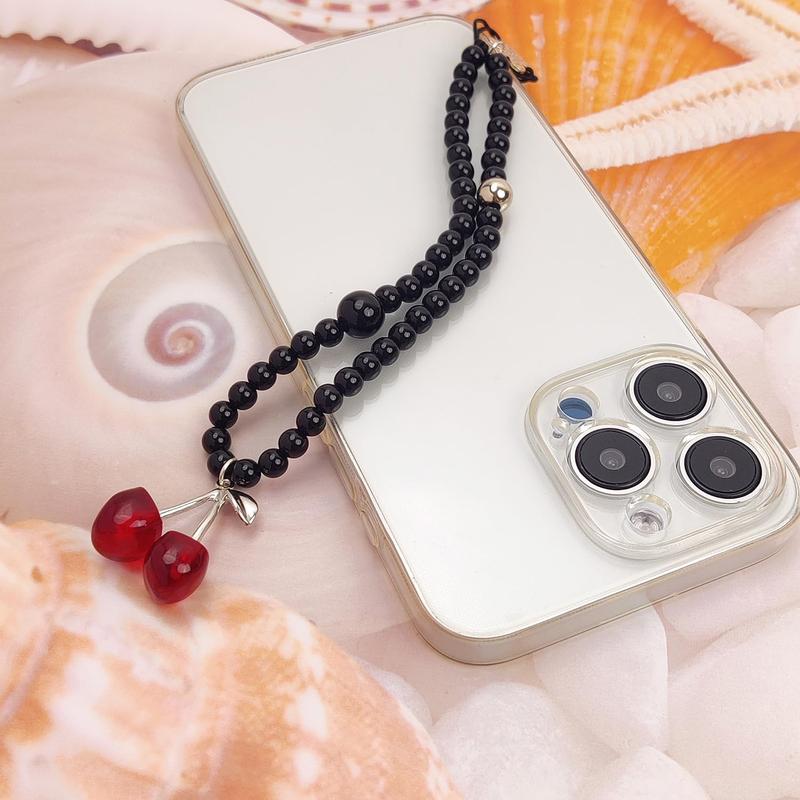 Phone Charms Phone Strap Cute Cherry Butterfly Cell Phone Lanyard Wrist Strap Phone Case Accessories for Phone Bag Airpods Camera Pendants Decor