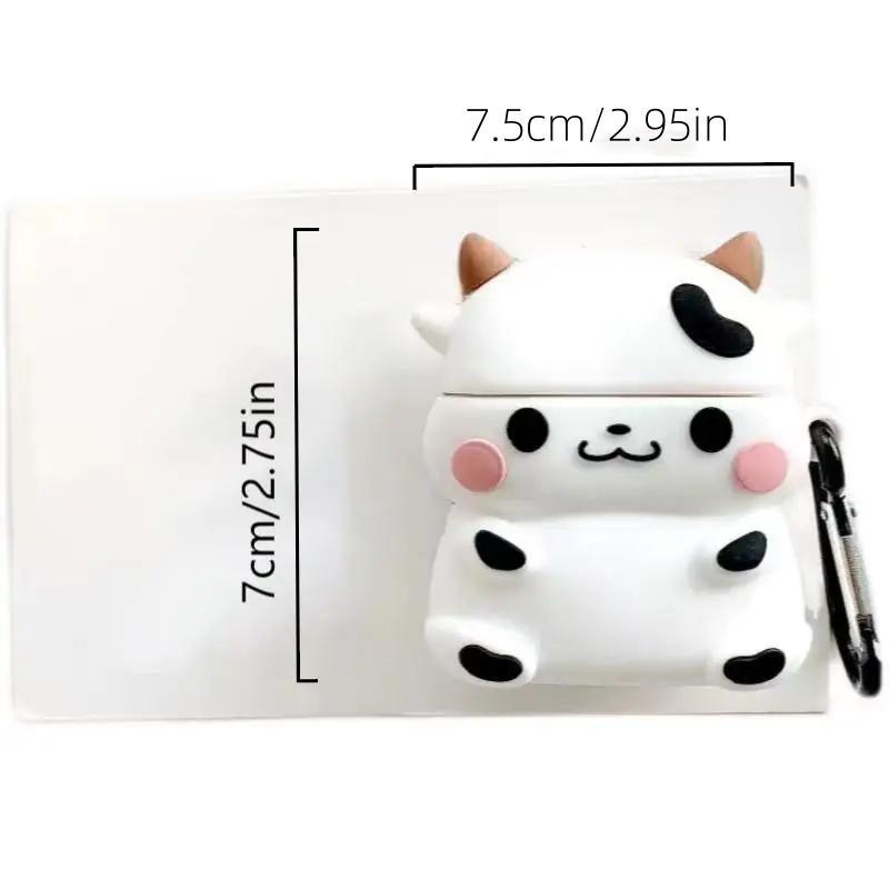 Cow Design Headphone Case, Earphone Case with Keychain, Key Chain Earbuds Case for Iphone Airpods 1 2 3 pro, Cute Accessories