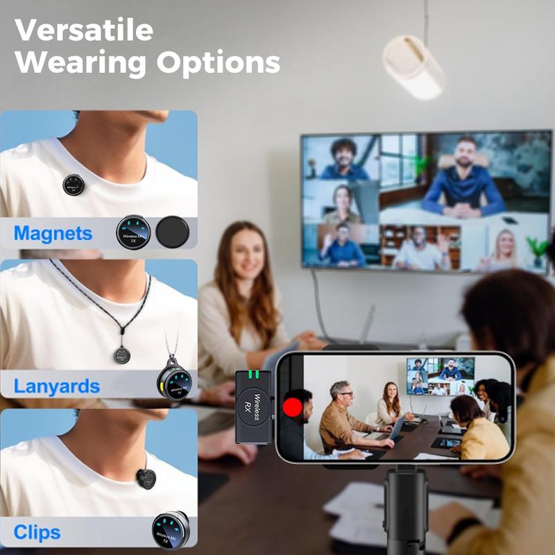 Wireless Lavalier Microphone for iPhone Android Camera PC Laptop,30H Battery Life, 1000ft Range, Noise Cancellation, Button Size Lapel Microphone for iPhone iPad Video Recording Streaming YouTube