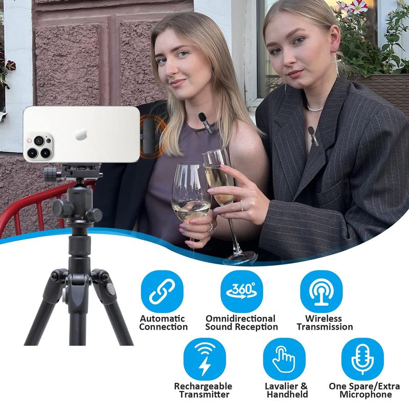 Portable Wireless Lavalier Microphone,Smartphone Audio Upgrade: Professional Wireless Lavalier Mic Set for Seamless Sound Capture Across Devices